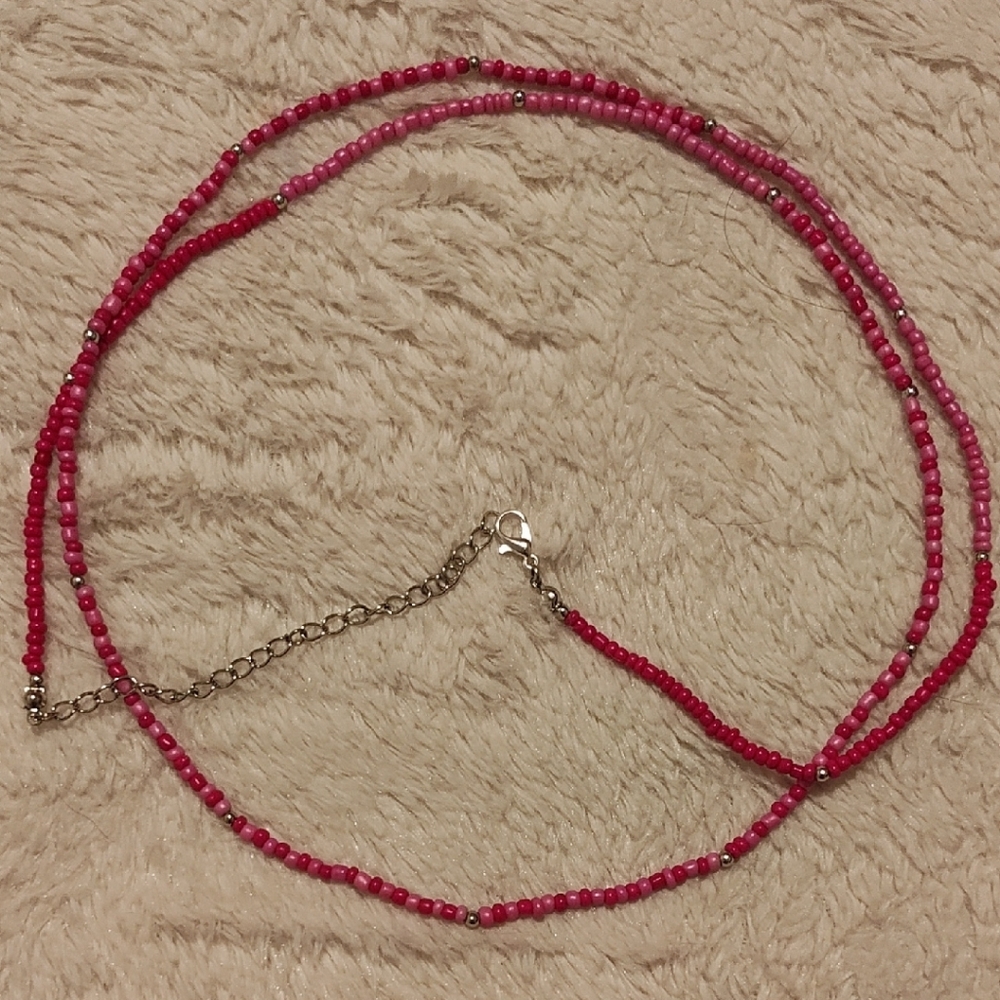 Pink 2 Tone Beaded Waist Chain